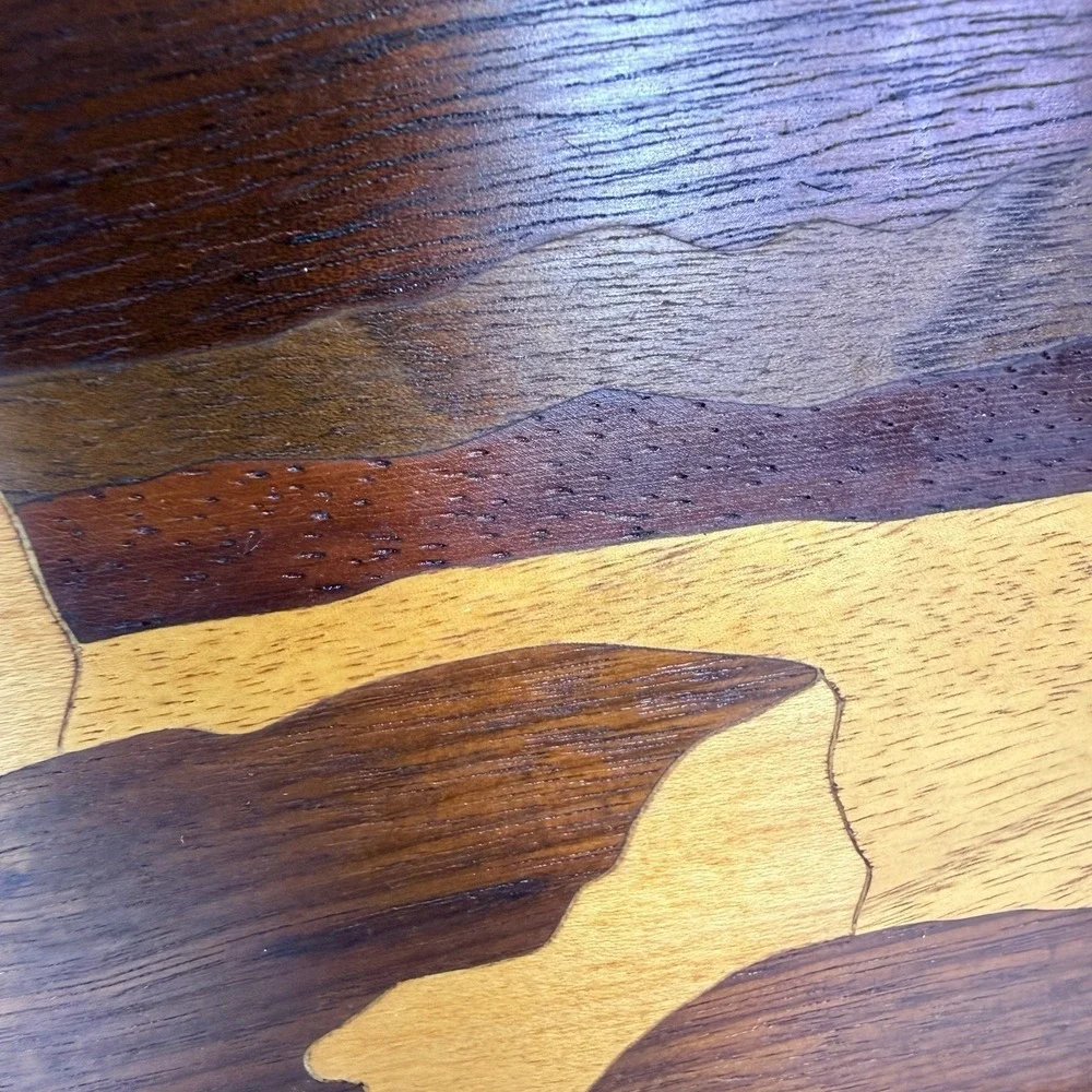 Marquetry Flying‎ Eagle Sunset Scene Over Mountains Wall Art Vintage 11